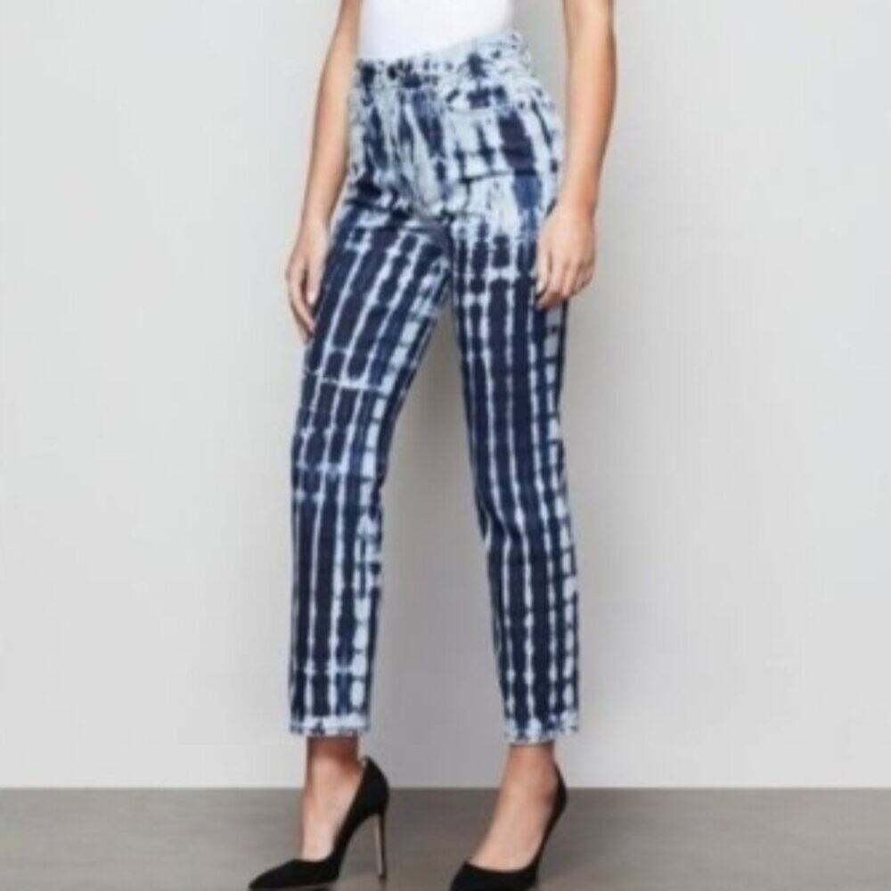 Good American Vintage Shibori Tie-Dye Stretch Straight Leg Jeans